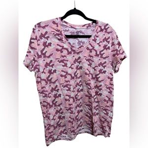 Blue mountain pink camouflage v neck